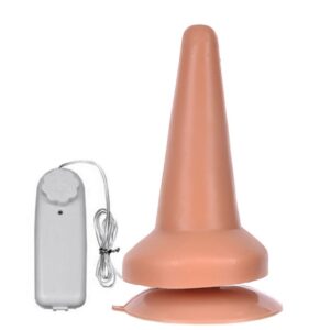 PLUG ANAL COM VIBRO 14CM COR BEGE