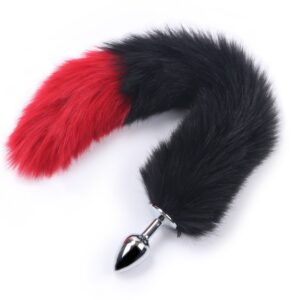 PLUG ANAL COM CAUDA PRETO COM VERMELHO