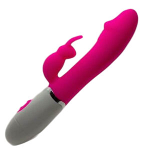 VIBRADOR PONTO G COM ESTIMULADOR RABBIT - ROSA