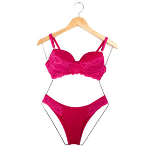 CONJUNTO DE RENDA COM BOJO ROSA - TAM G