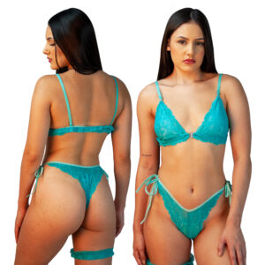 CONJUNTO DE RENDA COM PERNEIRA VERDE - TAM G