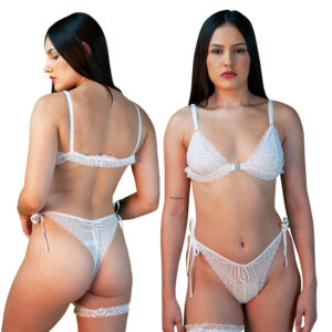 CONJUNTO DE RENDA COM PERNEIRA BRANCO - TAM G