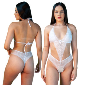 BODY DE RENDA TRIANGULAR BRANCO - TAM M