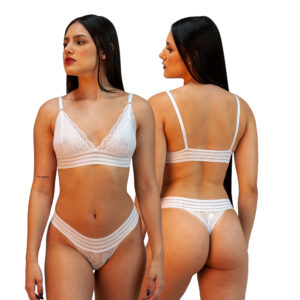 CONJUNTO DE RENDA BRANCO COM ELASTICO - TAM GG