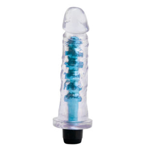 VIBRADOR JELLY PÊNIS 17,5X3,8CM COR TRANSPARENTE COM AZUL