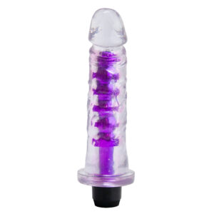 VIBRADOR JELLY PÊNIS 17,5X3,8CM COR TRANSPARENTE COM LILÁS