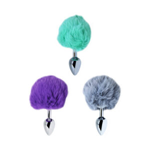 PLUG METAL COM CAUDA COELHO ARTIFICIAL POMPOM - MÉDIO