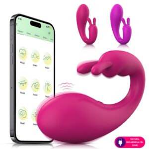 VIBRADOR PONTO G COM ESTIMULADOR POR APLICATIVO - ROSA